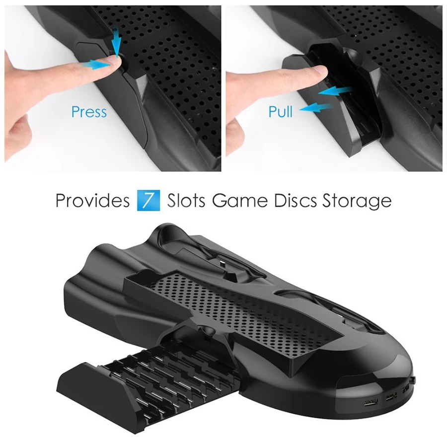 Вертикальная подставка для Xbox One X с вентиляторами охлаждения два контроллера
