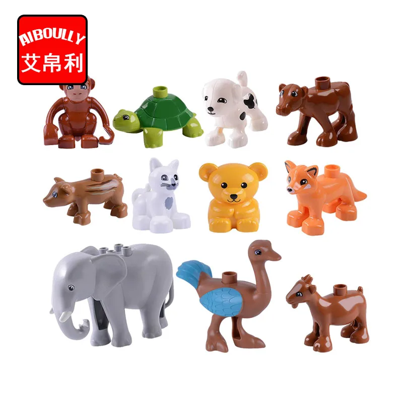 Big Building Blocks Animals Monkey Dog Fox Elephant Leapard Monkey Brown Bear Zebra Panda Tiger duploed