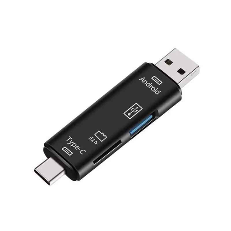 

5-in-1 Multifunctional OTG Card Reader Micro-SD / SD Card / USB Reader Support TF Android Type-c Phone / Computer / Type-c Uni