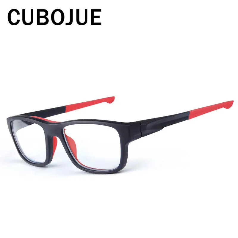 Cubojue TR90 спортивные очки кадр Для мужчин Для женщин анти-шок очки человека градусов рецептурная оптика мужские баскетбольные Футбол - Цвет оправы: matte black red