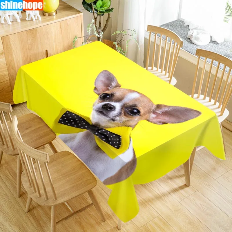 

Animal Pattern Tablecloth Chihuahua Dog Table Cloth Dustproof Washable Cloth Rectangular Table Cover for Home table Decor