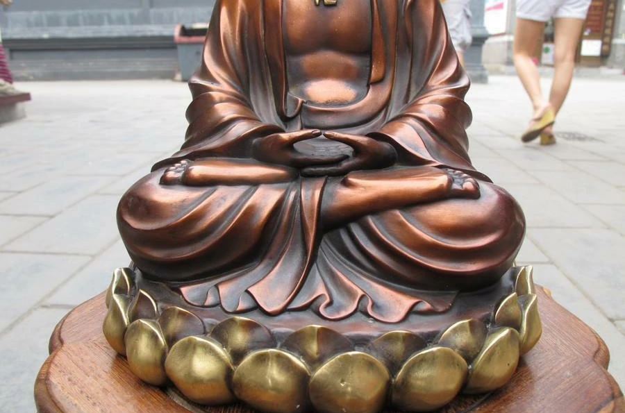 10 &quotТибетская Религия красная бронза Лотос Amitabha Sakyamuni статуя Будды|Статуи и