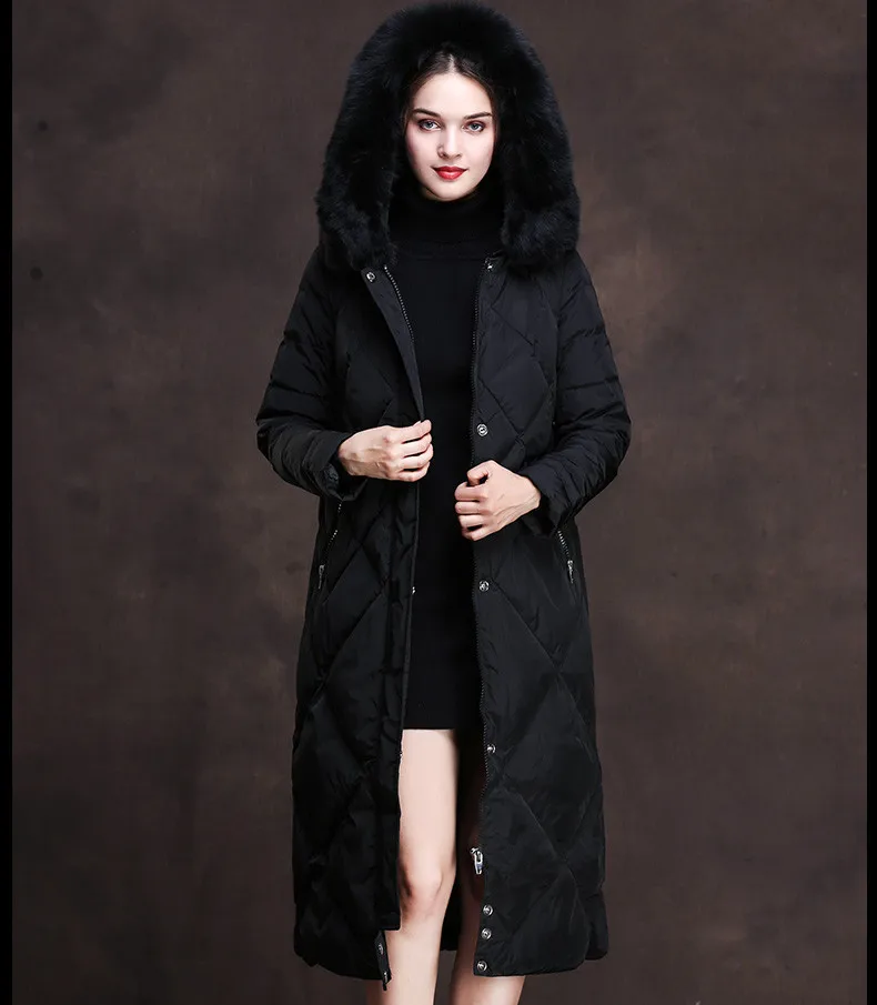 Women Winter Duck Down Jackets Hooded Big Fox Fur Collar Long Coats Dded Down Overknee Jacket Women Winter 2018 AS054 (14)