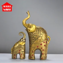 1 комплект золотой слон статуя украшение для дома аксессуары Смола животное индийский сувенир гостиная орнамент современные украшения