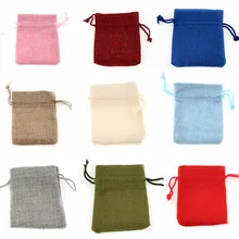 10 pièces/lot 7x9cm 10x14cm cordon toile de Jute sacs de mariage faveurs Jute cadeau sacs bijoux pochettes Hessian sac emballage sac fournitures