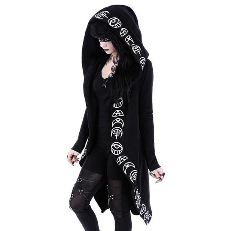Women's Chic Gothic Hooded Top Model Display 2