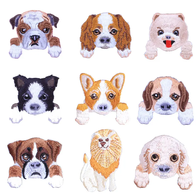 

1 pcs cute dog cat embroidered patches for clothes kids backpack decor small patches clothing applications cartoon Tiger stripes
