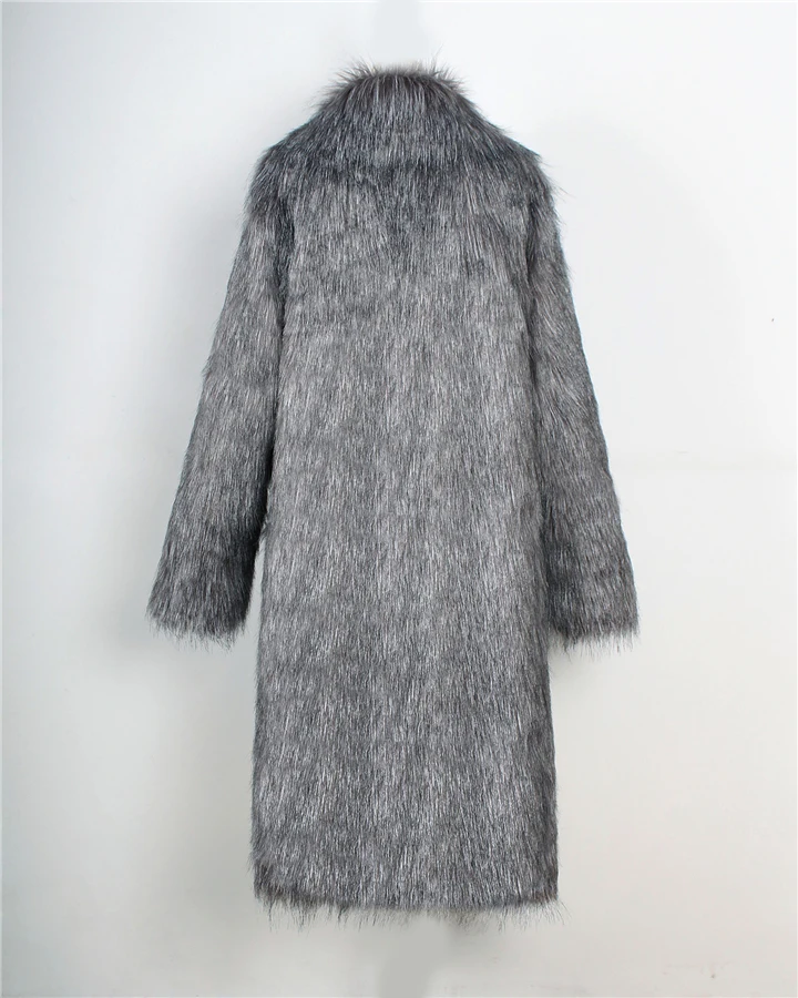 Fashion side collar long imitation fur fur jacket female autumn and winter new 2017 long coat coat female (22)