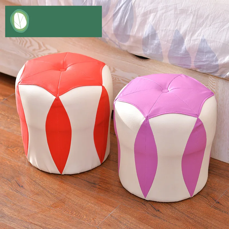 High quality modern fashion small stool fashion creative household thickening shoes dressing wood bench sofa leather stool