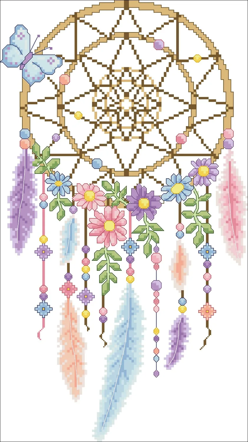 

Dreamcatcher cross stitch kit colorful feather 14ct 18ct 11ct pearl canvas counted stitches embroidery DIY handmade needlework