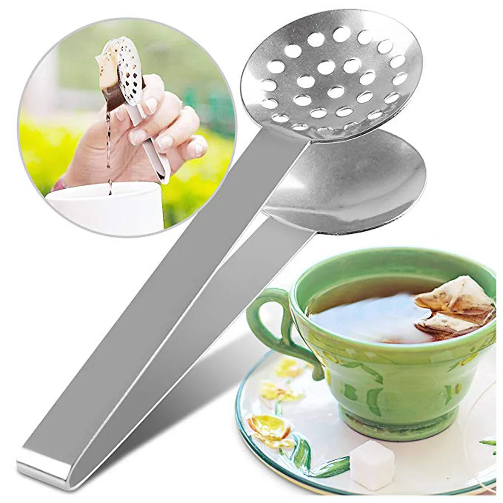 New Stainless Teabag Tongs Tea Squeezer Holder Herb Grip Home Kitchen Useful Hot Sale High Quality New Patterns Modern