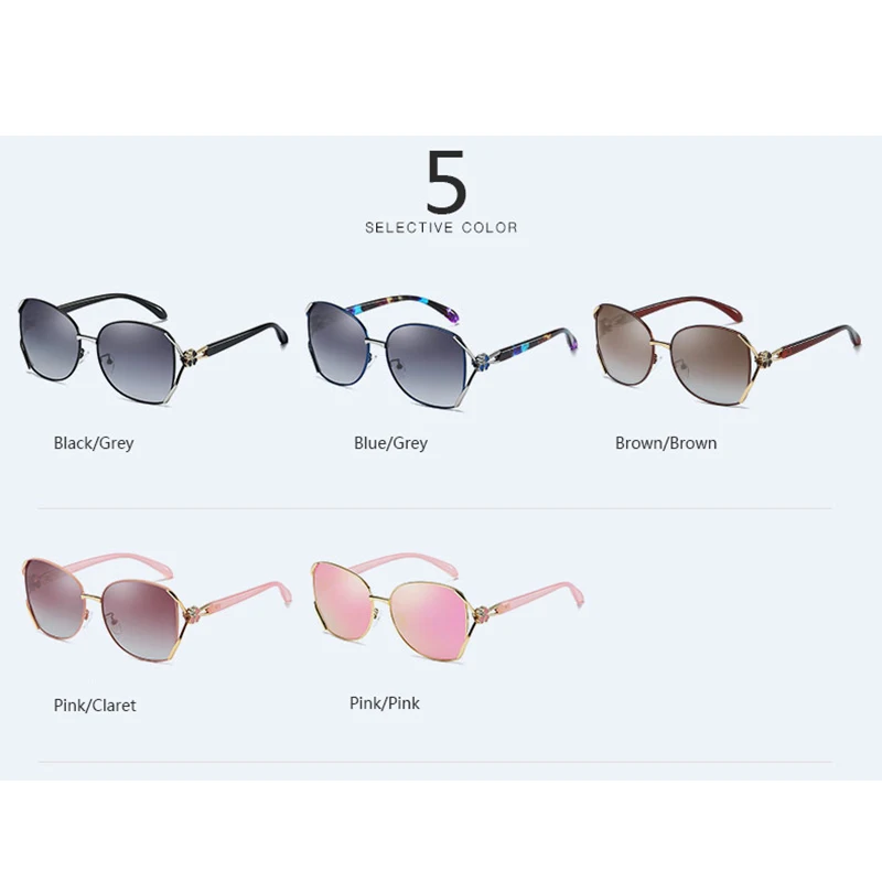HEITHION Fashion Polarized Sunglasses Women Brand Designer Sun Glasses Oversized Shades Lens Ladies Metal Eyeglasses UV400