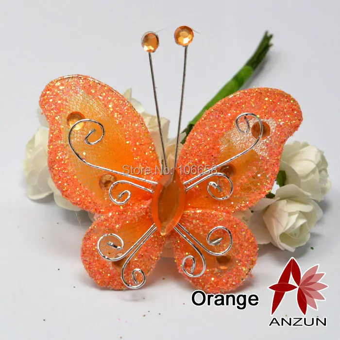 30 шт 5 см чулок бабочки, свадебные украшения в виде бабочки семейное украшение оранжевого цвета