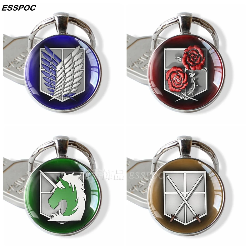 

Attack on Titian Four Corps Badges Pendant Key Chain Wings of Freedom Keychain Fashion Anime Comic Cosplay Jewelry