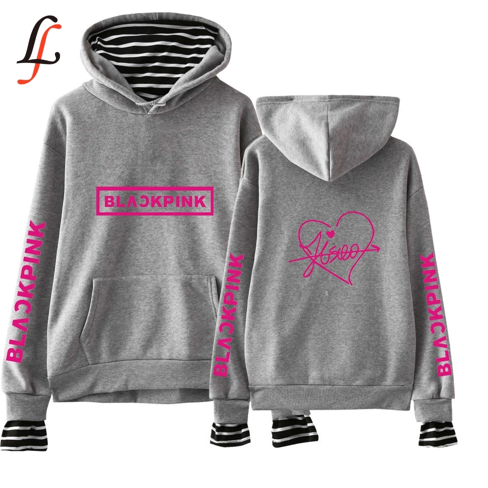 

Blackpink letter print Women Hoodies Sweatshirts Warm Fake two Pieces Tops Pullovers Heart Shaped Full Unisex Sweatshirts