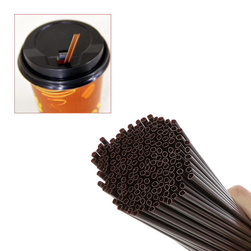 Brown Disposable Drinking Straws Flexible Plastic Tube Coffee Shop Bar 180 Pcsin Disposable