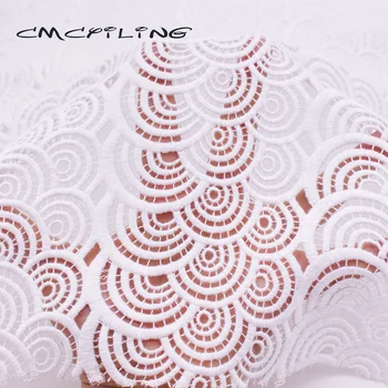 

CMCYILING White/Green Lace Fabric Embroidery Fabric Embroidered Apparel Tissu For Sewing Skirt Dress Cloth Textiles 50*106cm