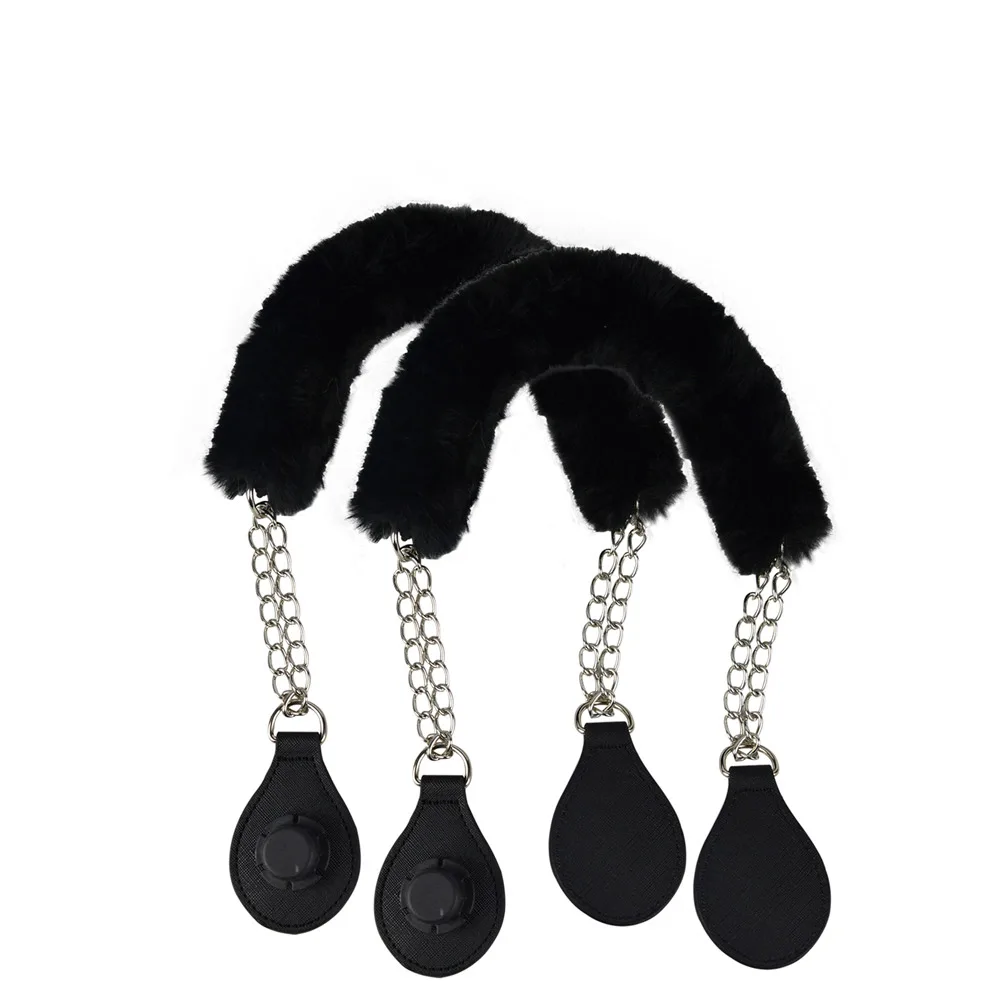 Tanqu Faux Fur Cover Strap Metal Chain Handle with Tear Drop End Double Chain Handle for O Bag for EVA Obag Women Bag