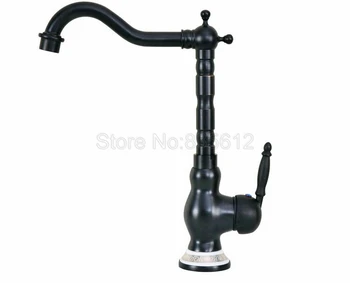 

Modern Black Oil Rubbed Brass Bathroom Basin Faucet Mixer Kitchen Sink Tap Swivel Spout Faucets Deck Mounted Wnf660