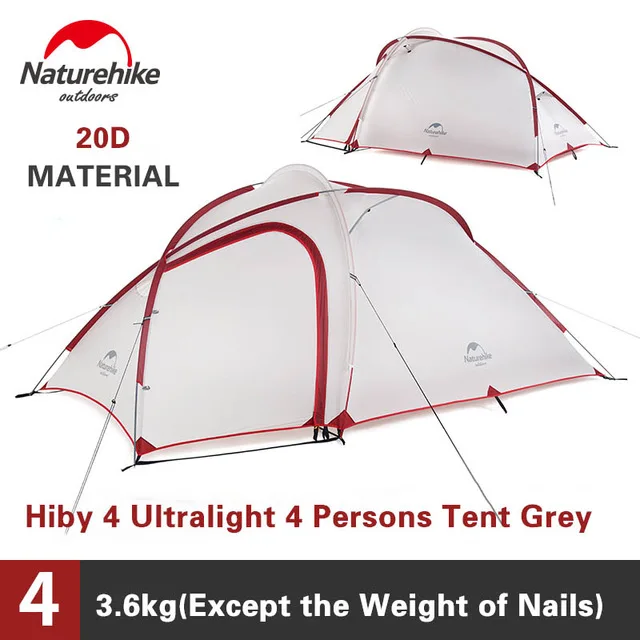 Naturehike палатка Hiby серии кемпинговая палатка 3-4 человек открытый 20D силиконовый двойной слой ткани в китайском стиле 4 сезона Сверхлегкий Семья палатка - Цвет: 4 Persons-Grey  20D