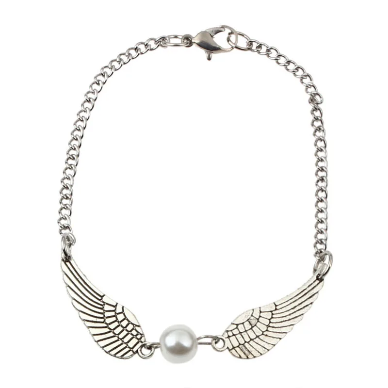 

New Style! 2018 Minimalism Silver Infinity Retro Pearl Angel Wings Jewelry Dove Peace Bracelet & Bangles For Women Men H0510