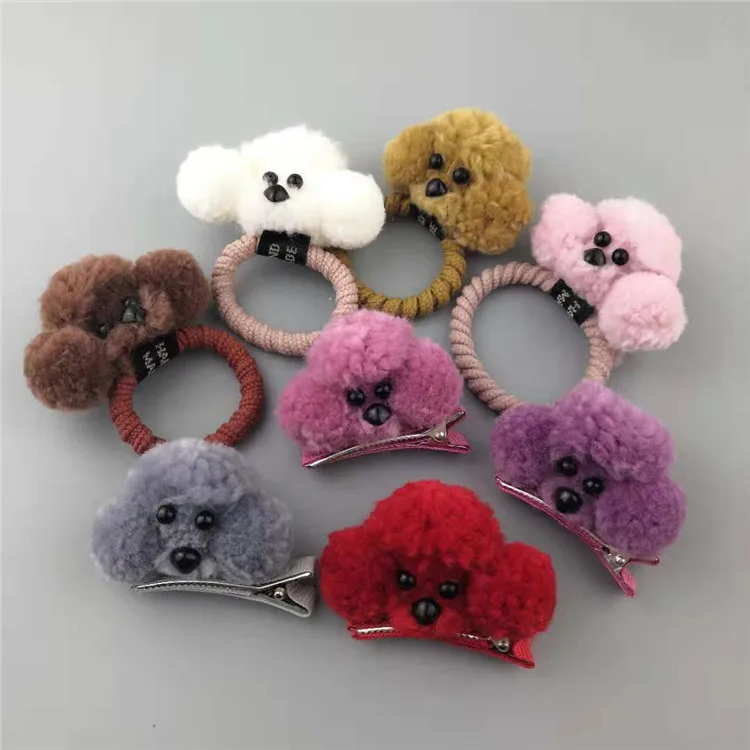 

Cute Cartoon Plush Teddy Dog Children Hairpin Hair Clips Barrette Accessories For Girls Kids Elastic Hair Rubber Bands Headdress