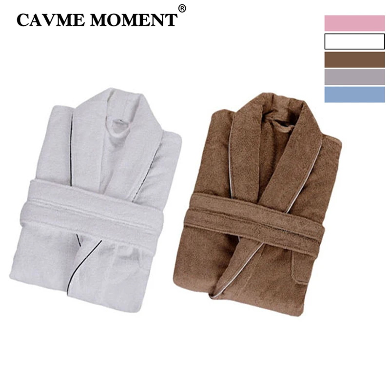 

CAVME 2019 Plus Size Cotton Terry Bathrobe for Women Men's Kimono Robe Hotel Toweling Robes Long Lounge Femme Homme Sleepwear