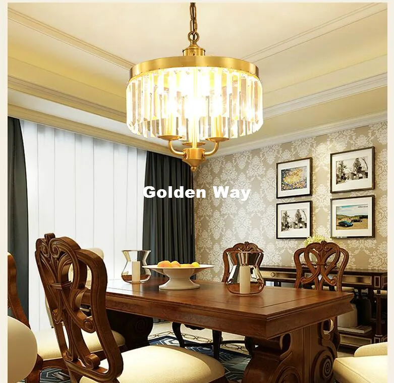 

Free Shipping Brass Restaurant Cafe Light Copper Pendant Lamps Bedroom Hanging Lamps Dining Room LED Bronze Crystal Pendant Lamp