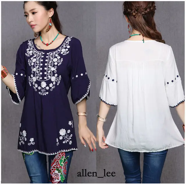 2017 Summer Vintage 70s Women Ethnic Floral Embroidered Boho Gypsy Loose Blouse Chic Tops Shirts Blusas 2017 Summer Vintage 70s Women Ethnic Floral Embroidered Boho Gypsy Loose Blouse Chic Tops Shirts Blusas