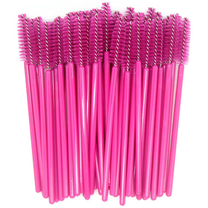 50pcs Rose Red Kimcci 50 шт. одноразовая щеточка для ресниц ложная расческа для бровей щетка для туши палочки Аппликатор палочка аппликатор для щетки для макияжа - Handle Color: 50pcs Rose Red