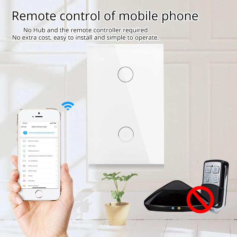  Wifi Smart Wall Touch Switch Glass Panel Mobile APP Remote Control No Hub Required work with Amazon - 32857299145