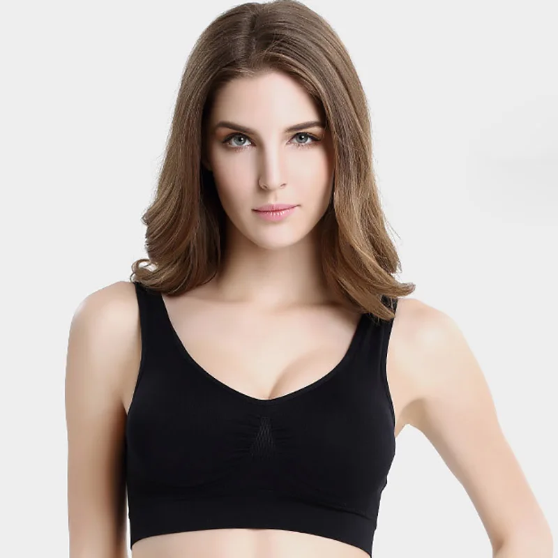 

Plus Size 6XL Bra Push Up Women Sports Bra Shakeproof Top Sexy Seamless Wirefree Sleep Bra With Removable Pad Running Fitness