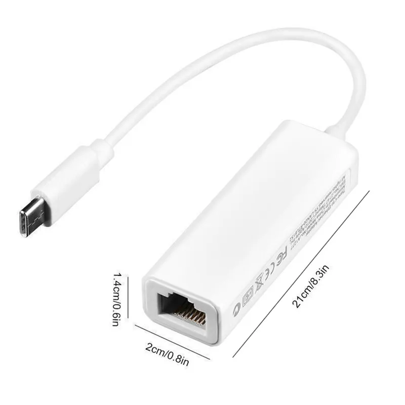 1 шт. USB 2 0 Type C гигабитный белый кабель конвертер в RJ45 адаптер Usb сетевой для Macbook Pc