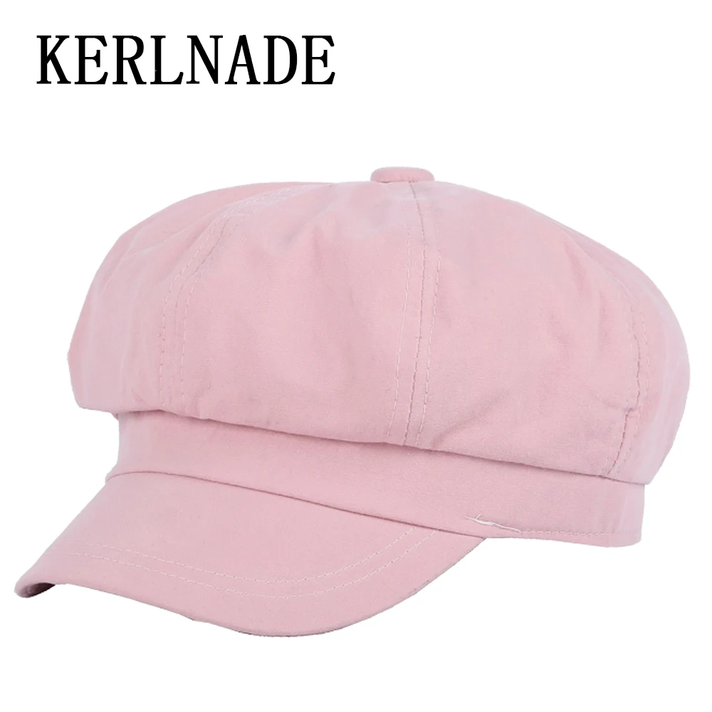 

women new design Octagonal Hats beret caps solid color soft fabric 54-58 Cm woman girl washable cotton female girl newsboy cap