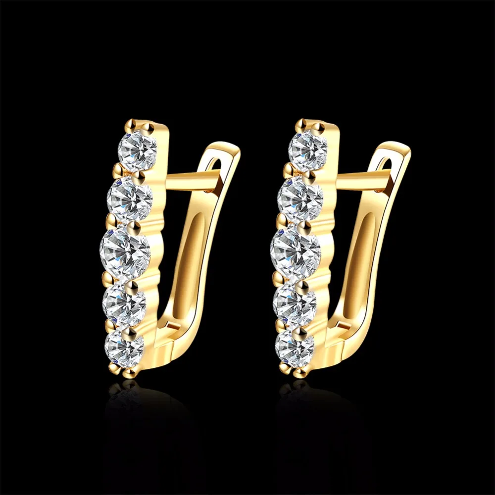 CHUKUI Gold U-Shape Hoop Earrings AAA Clear Cubic Zirconia Women Jewelry Elegant Tiny Huggie Hoop Earrings  (4)