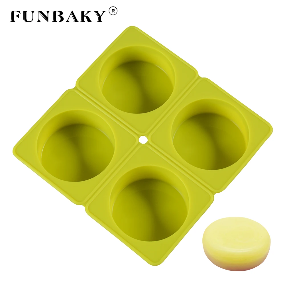 

FUNBAKY 4 Cavity Round Silicon Molds for Handmade Soaps Mould Rectangle Soap 3D Making Cube Loaf Mould DIY Forms
