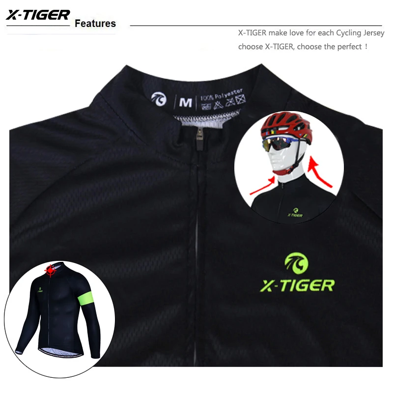 X-Tiger Pro Winter Thermal Fleece Cycling Jersey Keep Warm Mountain Bike Cycling Clothing MTB Bicycle Clothes Ropa Ciclismo