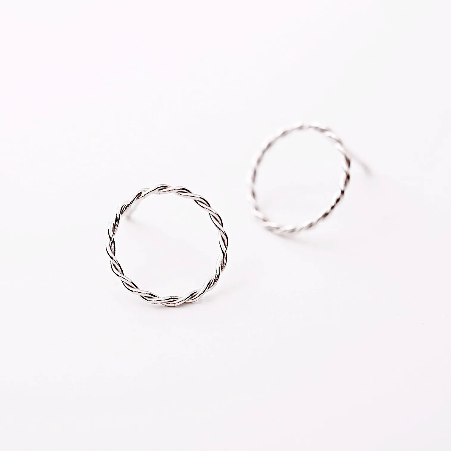 simple weave circle earring 100% 925 Sterling silver Jewelry fashion Hypoallergenic Stud earrings for women gift