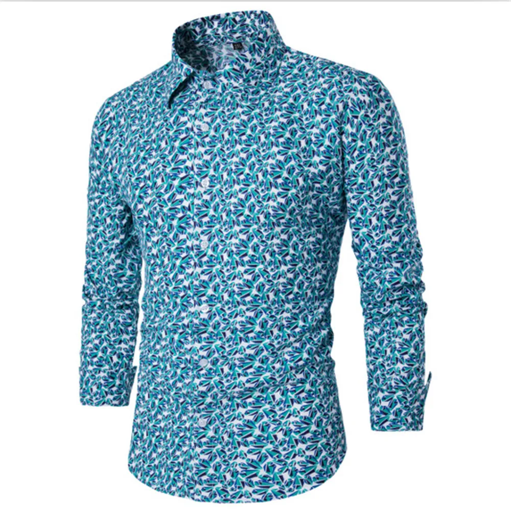 Новинка blusa мода мальчиков уличная топы 4XL синий Винтаж Цветочный принт рубашки зрелый человек Бизнес офис носить мужские брендовые рубашки