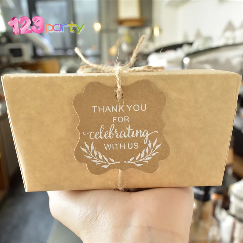 

123 50pcs Kraft Paper Thank You Tag 4cm Round Wishing Bottle Card Hang Gift Tags Crafts Wedding Decoration DIY Party Supplies