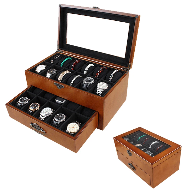 

2019 New 22 Grids wooden Watch Case Box Casing for Hours Sheath for Hours Box for hours Watch