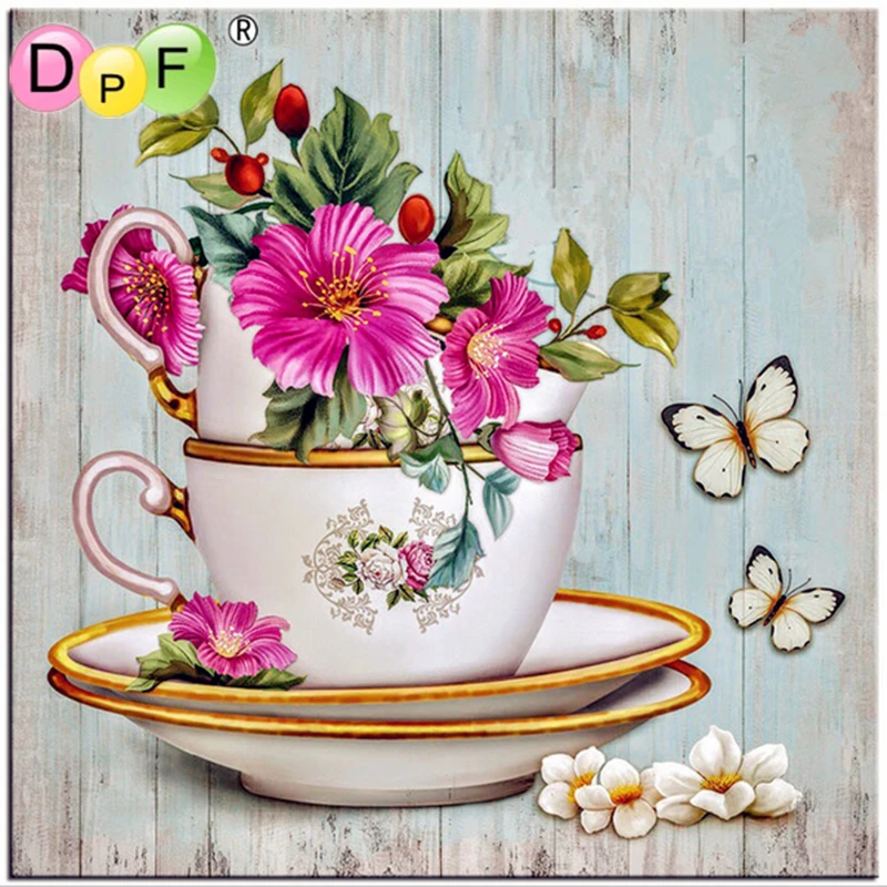 

DPF Hot 5D Round full Diamond painting Cross Stitch butterfly and flower Mosaic Diamond Embroidery Needlework home decor crafts
