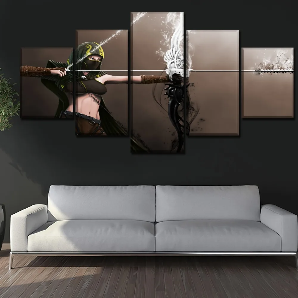 

Canvas Paintings Art Framework Decor Living Room Or Bedroom Wall Printing 5 Pieces Game Guild Wars 2 Shooting Hand Posters