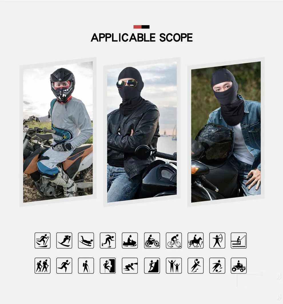 Мотоцикл маска Moto Балаклава Спорт Байкер Мотоцикл шею Головные уборы полный маска головные уборы