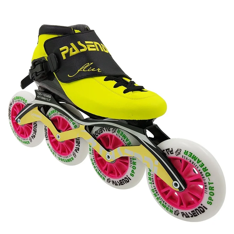 PASENDI المهنية سرعة التزلج أحذية 4 Patines الكبار الأسطوانة تزلج الأطفال المبتدئين حذاء تزلج بعجلات أحذية النساء الرجال الاطفال حذاء