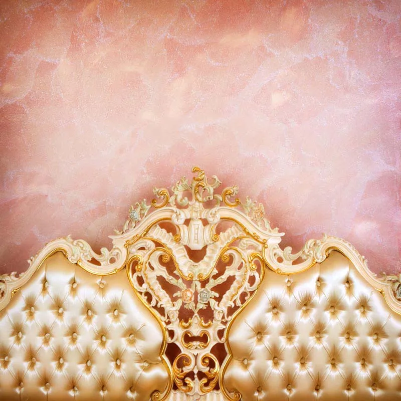 8x8FT Salmon Wall Gold Tufted Leather Headboard Diamonds Custom