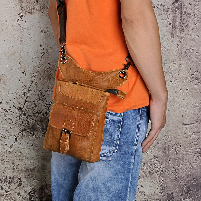 GO-LCUK, Брендовые мужские сумки-мессенджеры из натуральной кожи, на плечо, на ногу, на бедро, на талию, с пистолетом, чехол для мобильного телефона, на каждый день, для путешествий