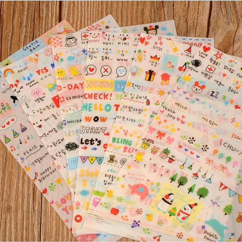 

6 Sheets Lovely Korean Notebook Album Calendar Memo Message Diary Notes Memo Deco Paper Stickers