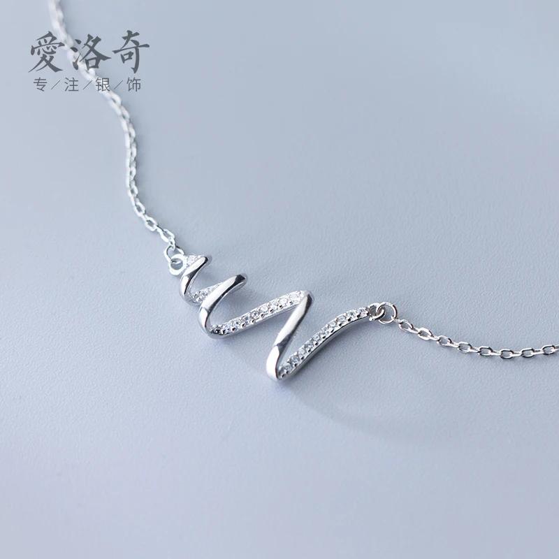 AROCH S925 Серебряное ожерелье с сердцебиением Женская Корейская версия Сладкая