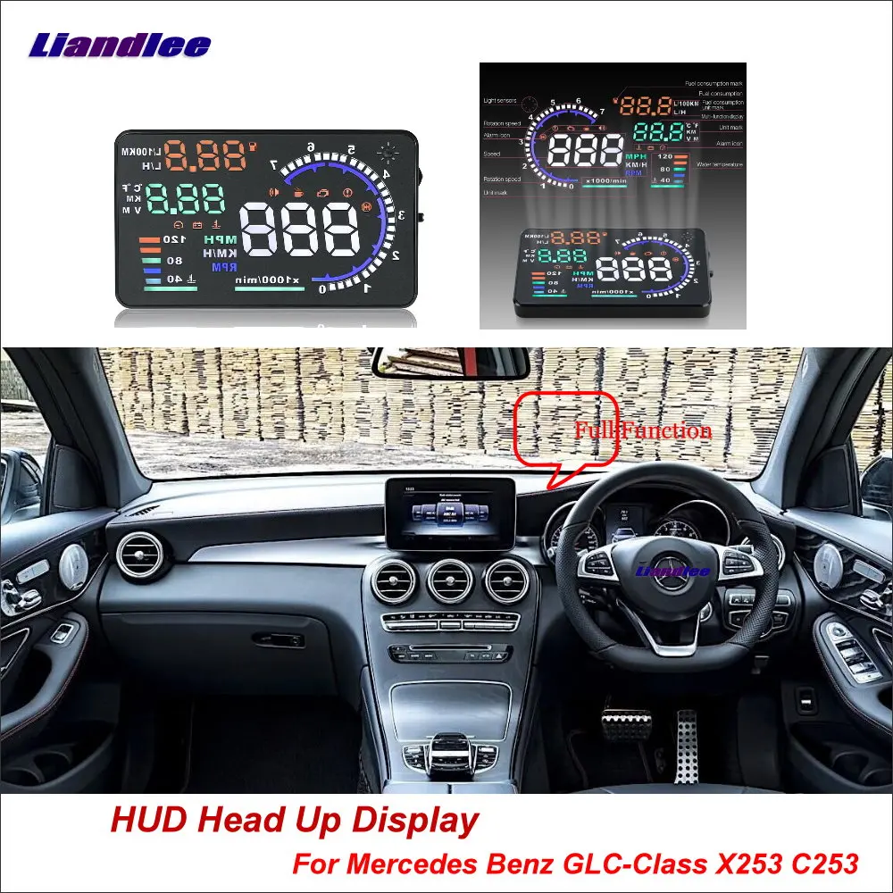 ##BUY Liandlee Car Head Up Display HUD For Mercedes Benz GLC Class X253 C253 2015 2018 HD Projector Screen Overspeed Alarm Detector